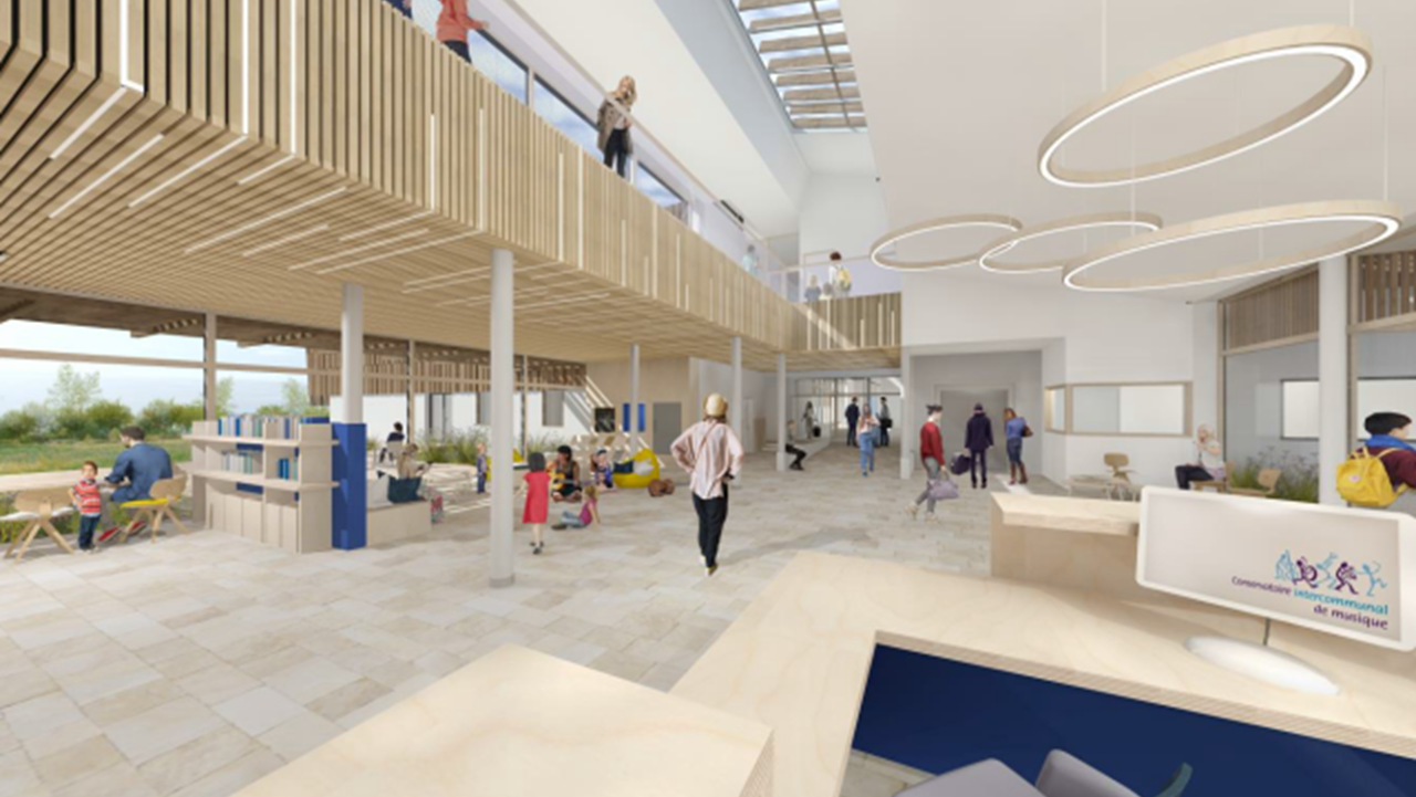 Vue 3D de l'intérieur du futur conservatoire